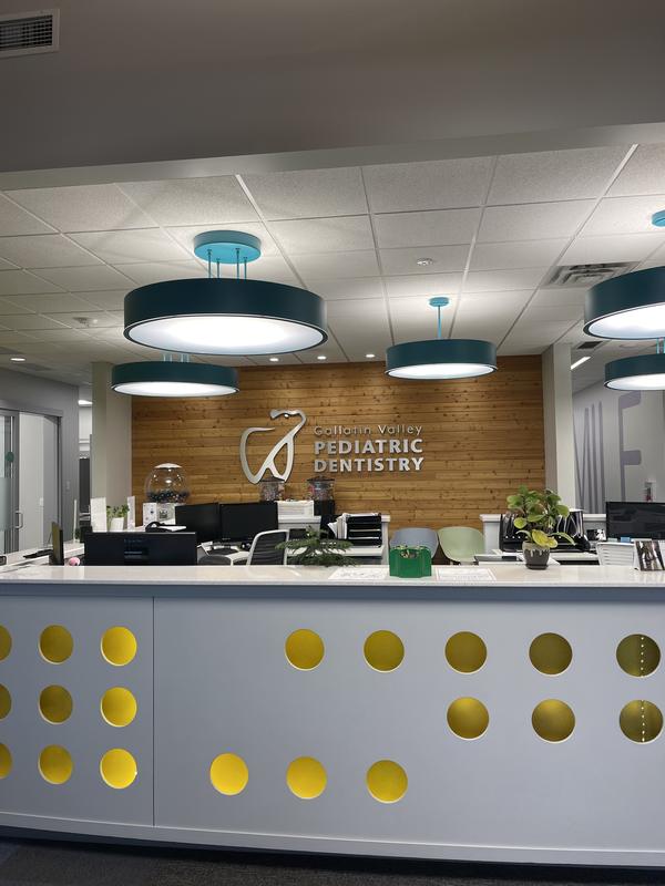 Dental practice reception desk and waiting area